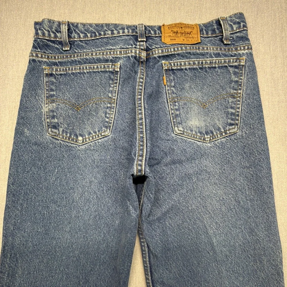 VTG Levi's 505 Orange Tab Straight Jeans Mens 36x34 (Fits 34x33) Made in USA